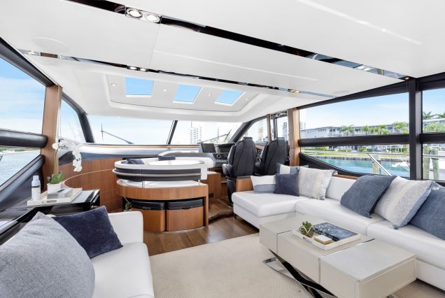 Luxury 74ft Princess SnowBird salon lounge Miami Marina rental