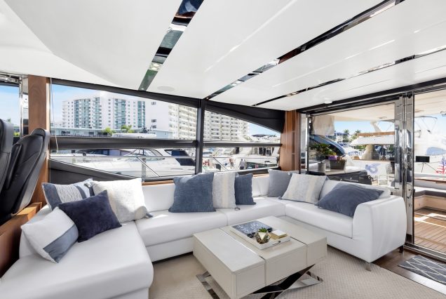 Luxury 74ft Princess SnowBird interior dining area Miami private cruise