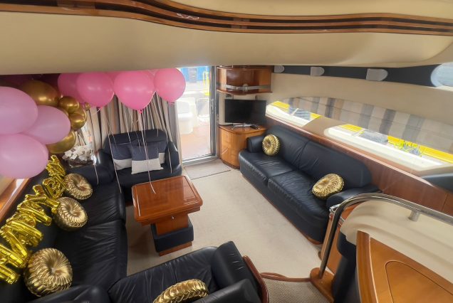 Blessed 55ft Azimut interior dining area perfect for meals and gatherings