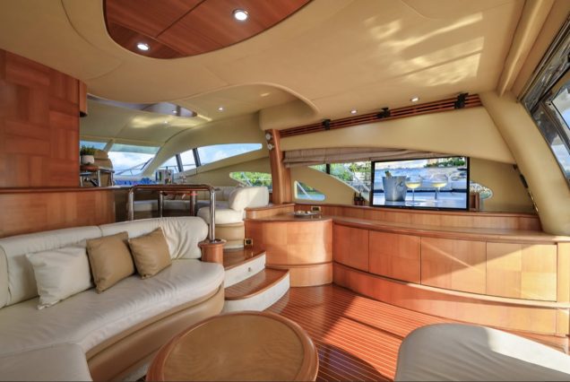 La Dolce Vita 70ft Azimut interior dining area perfect for private meals and celebrations