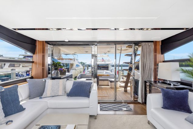 Luxury 74ft Princess SnowBird salon lounge Miami Marina rental