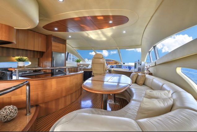 La Dolce Vita 70ft Azimut interior dining area perfect for private meals and celebrations