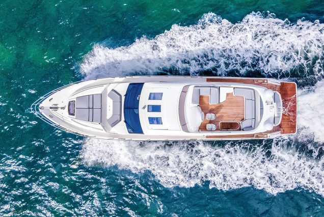Luxury 74ft Princess SnowBird flybridge lounge Miami Marina sunset cruise