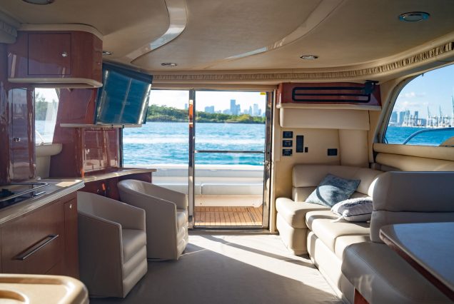 MISTRESS 55ft Sea Ray Yacht stylish indoor salon with comfortable seating
