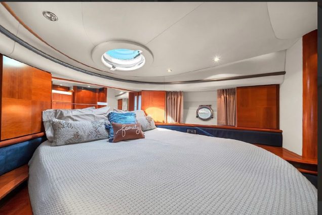 Blessed 55ft Azimut spacious master bedroom designed for comfort at sea