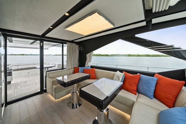 72ft Azimut “Water You Doing” interior dining area perfect for meals and celebrations