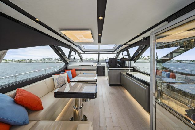 72ft Azimut “Water You Doing” interior dining area perfect for meals and celebrations