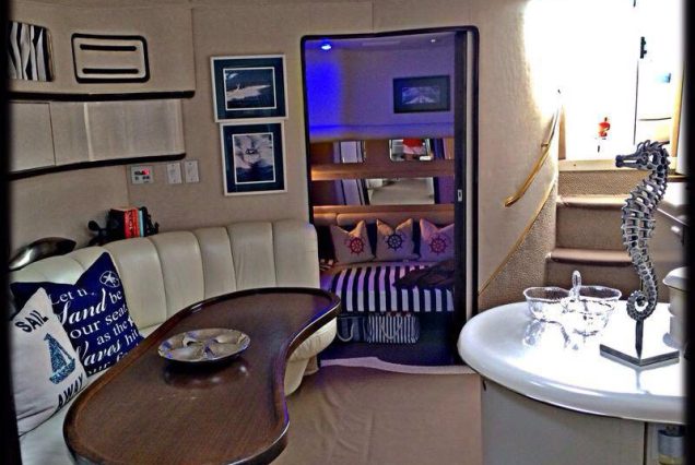 Sun Dancer 48ft Sea Ray Poseidon modern indoor salon with comfortable seating