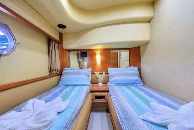 La Dolce Vita 70ft Azimut guest cabin with refined design and comfortable sleeping space
