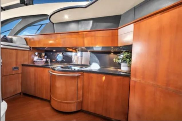 Blessed 55ft Azimut fully equipped galley and salon layout
