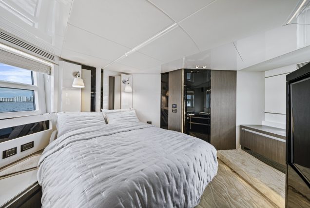 72ft Azimut “Water You Doing” spacious master bedroom designed for a luxurious stay