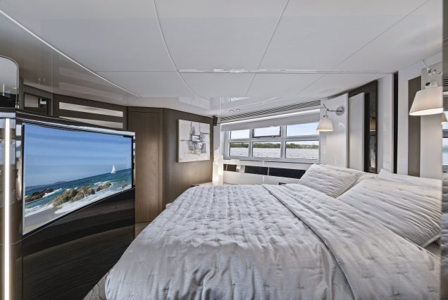 72ft Azimut “Water You Doing” spacious master bedroom designed for a luxurious stay