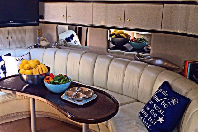 Sun Dancer 48ft Sea Ray Poseidon modern indoor salon with comfortable seating