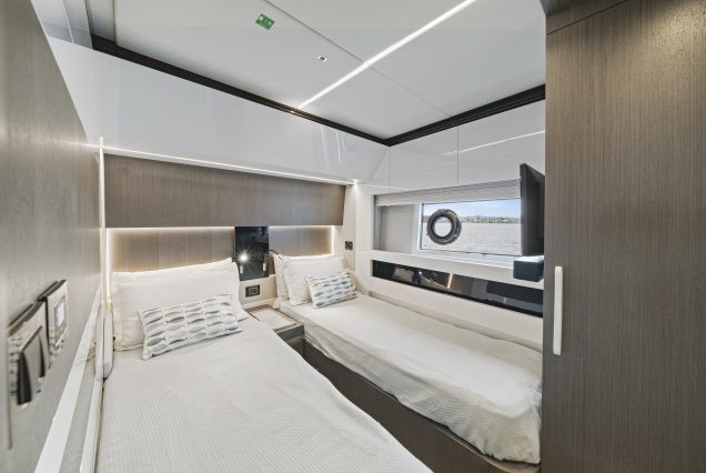 72ft Azimut “Water You Doing” spacious master bedroom designed for a luxurious stay
