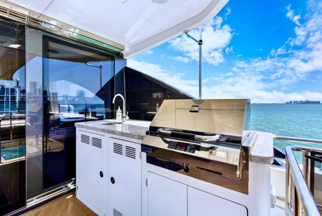 VIP 95ft Ocean Alexander Yacht With Jacuzzi grand boarding entrance with access to upper deck