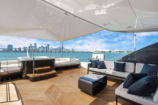 VIP 95ft Ocean Alexander Yacht With Jacuzzi upper deck ideal for relaxation and open-air experiences
