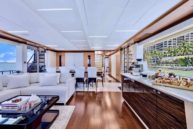 VIP 95ft Ocean Alexander Yacht With Jacuzzi formal dining area for private meals and celebrations