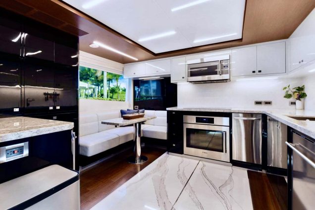 VIP 95ft Ocean Alexander Yacht With Jacuzzi fully equipped galley with high-end finishes