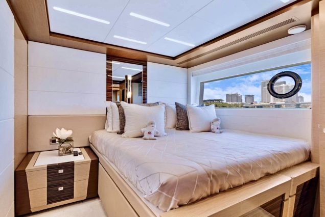 VIP 95ft Ocean Alexander Yacht With Jacuzzi spacious master bedroom offering comfort and privacy