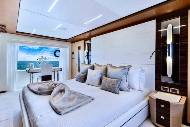 VIP 95ft Ocean Alexander Yacht With Jacuzzi spacious master bedroom offering comfort and privacy
