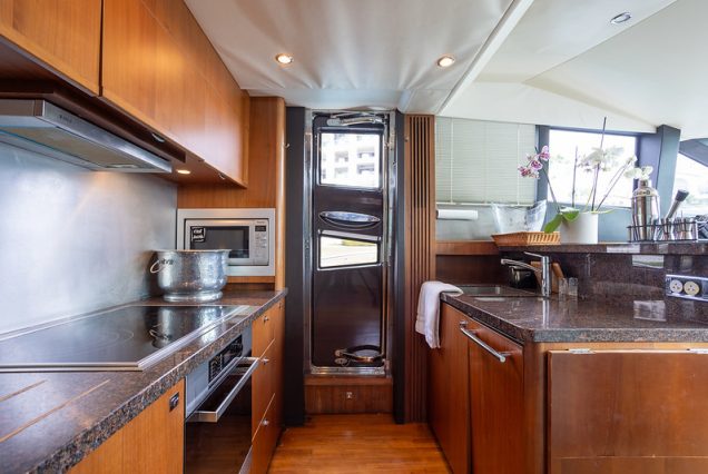 88ft Princess PFO fully equipped galley with modern appliances
