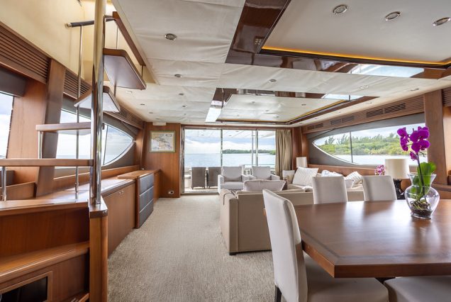 88ft Princess PFO stylish lounge with table for social gatherings