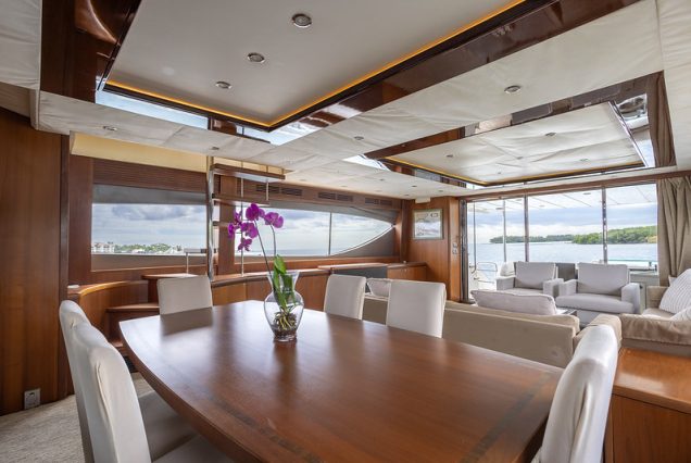 88ft Princess PFO stylish lounge with table for social gatherings