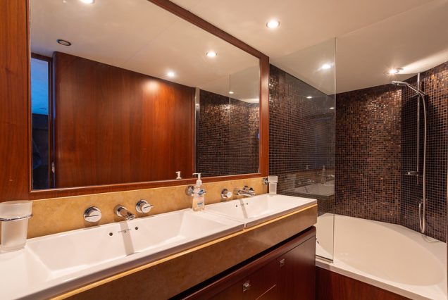 88ft Princess PFO luxury washroom with high-end fittings