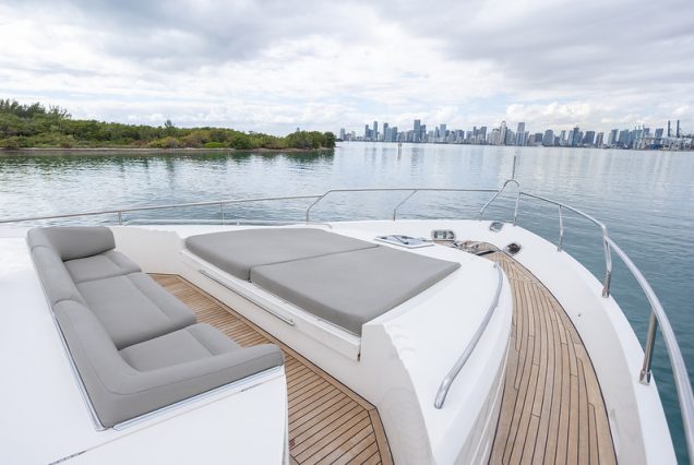 88ft Princess PFO spacious sunbed area perfect for sunbathing and relaxation