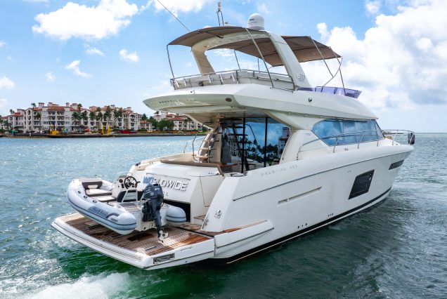 World Wide 62ft Prestige Yacht swim platform with easy access to the water