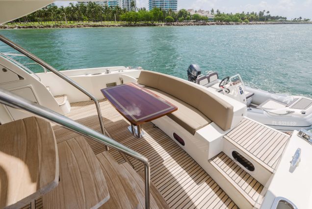 World Wide 62ft Prestige Yacht boarding area with easy access to upper deck