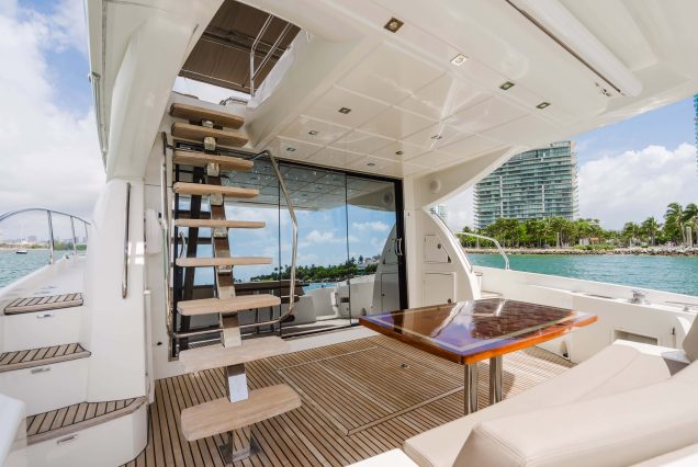 World Wide 62ft Prestige Yacht boarding area with easy access to upper deck
