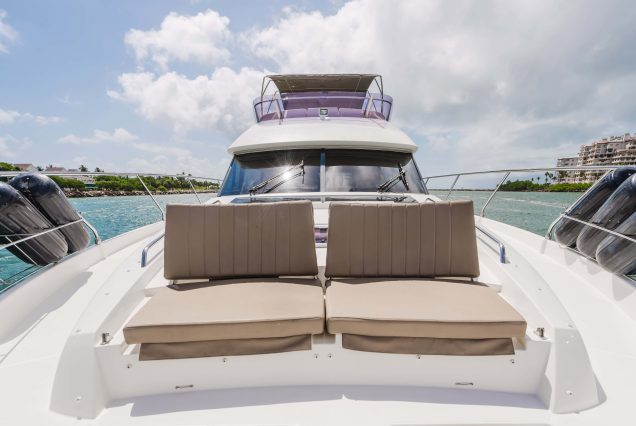 World Wide 62ft Prestige Yacht bow sunbed perfect for sunbathing and relaxation