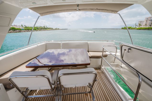 World Wide 62ft Prestige Yacht upper deck perfect for relaxing during your cruise
