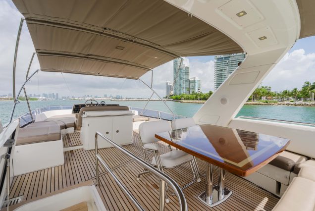 World Wide 62ft Prestige Yacht upper deck perfect for relaxing during your cruise