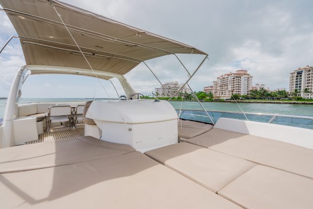 World Wide 62ft Prestige Yacht upper deck perfect for relaxing during your cruise