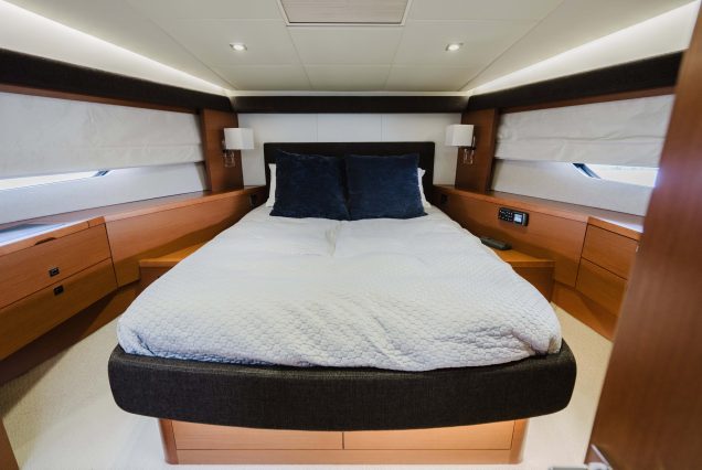World Wide 62ft Prestige Yacht guest cabin with comfortable sleeping space for charter stays