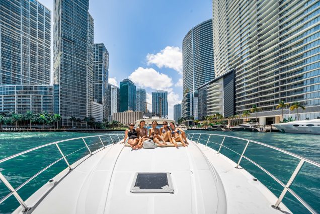 50ft Sea Ray Yacht bow sunbed area perfect for sunbathing and relaxation
