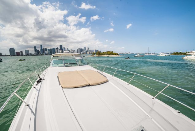 50ft Sea Ray Yacht bow sunbed area perfect for sunbathing and relaxation