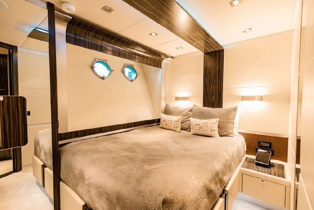 Luxury 110ft Dominator Senay Miami spacious master bedroom designed for ultimate comfort and privacy