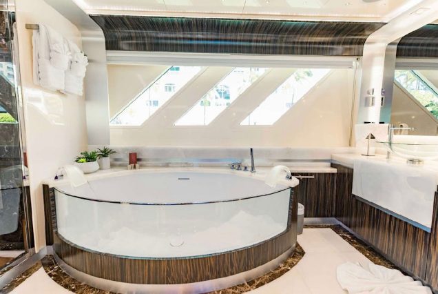 Luxury 110ft Dominator Senay Miami luxury washroom with high-end fittings