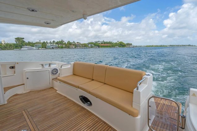 65ft Azimut Ram entrance gate with stairs to upper deck Miami Marina rental
