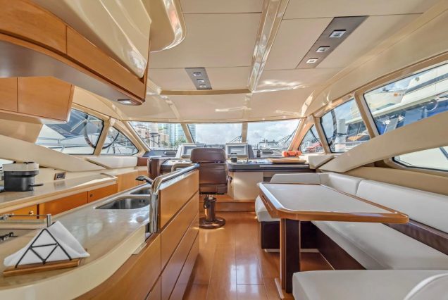65ft Azimut Ram salon lounge with table Miami Marina rental