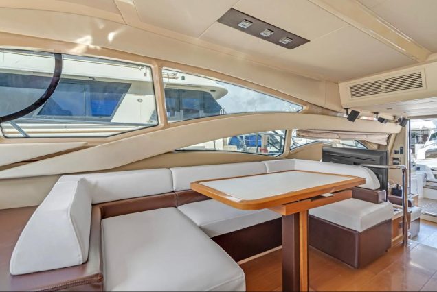 65ft Azimut Ram salon lounge with table Miami Marina rental