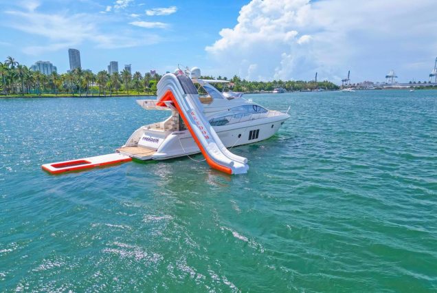 65ft Azimut Ram with waterslide and water pool Miami yacht rental