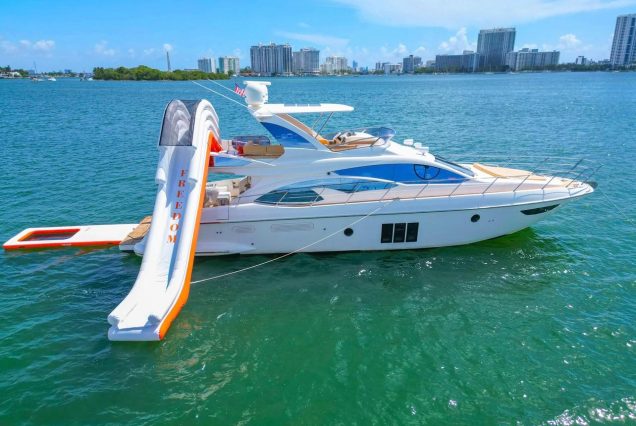 65ft Azimut Ram with waterslide and water pool Miami yacht rental