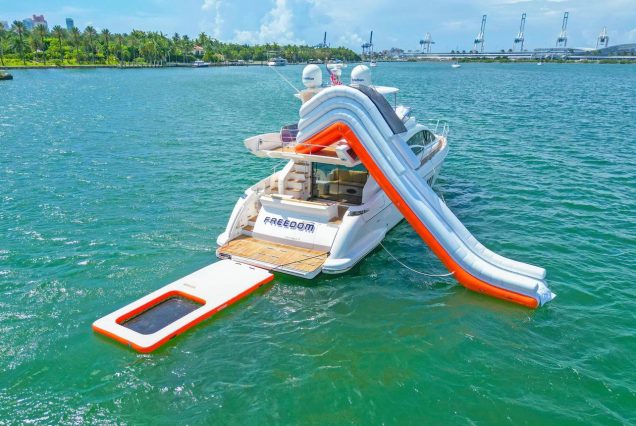65ft Azimut Ram with waterslide and water pool Miami yacht rental