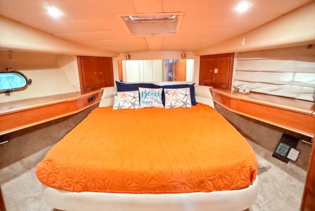 Viking Princess 55ft TA-KEE-LA Miami guest cabin with cozy sleeping space for a relaxing charter