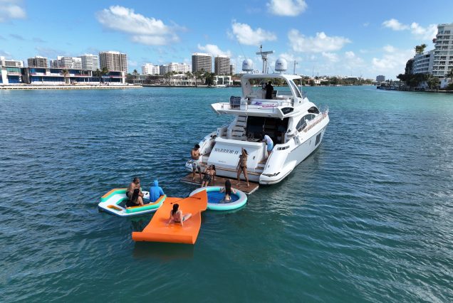 70ft Azimut WARRIOR II swim platform with direct access to the water and premium water toys.
