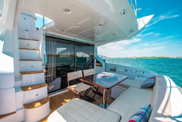 55ft Azimut “Salty At Sea” boarding area with easy access to upper deck